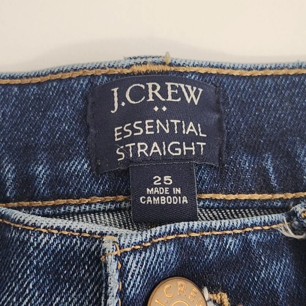 J.Crew Essential Straight Leg Jeans Women's Size 25 Denim Dark Blue Wash